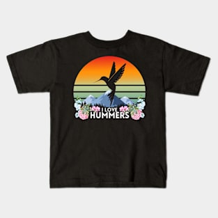 I Love Hummers - Hummingbird Vintage Floral Kids T-Shirt